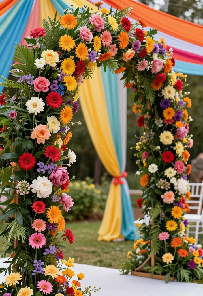 17 Floral Wedding Arches That Are Straight Out of a Dream (Don't Miss #3!) - 12. Colorful Whirlwind 1