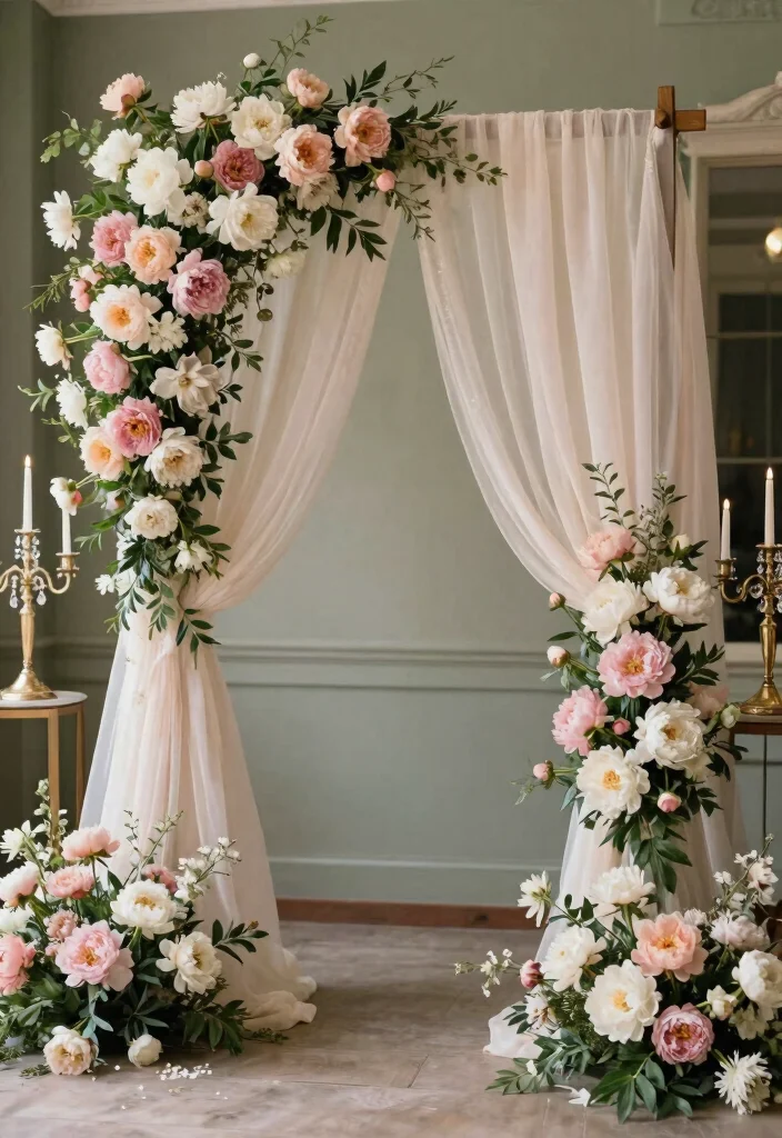 17 Floral Wedding Arches That Are Straight Out of a Dream (Don't Miss #3!) - 7. Vintage Glamour with Peonies 1