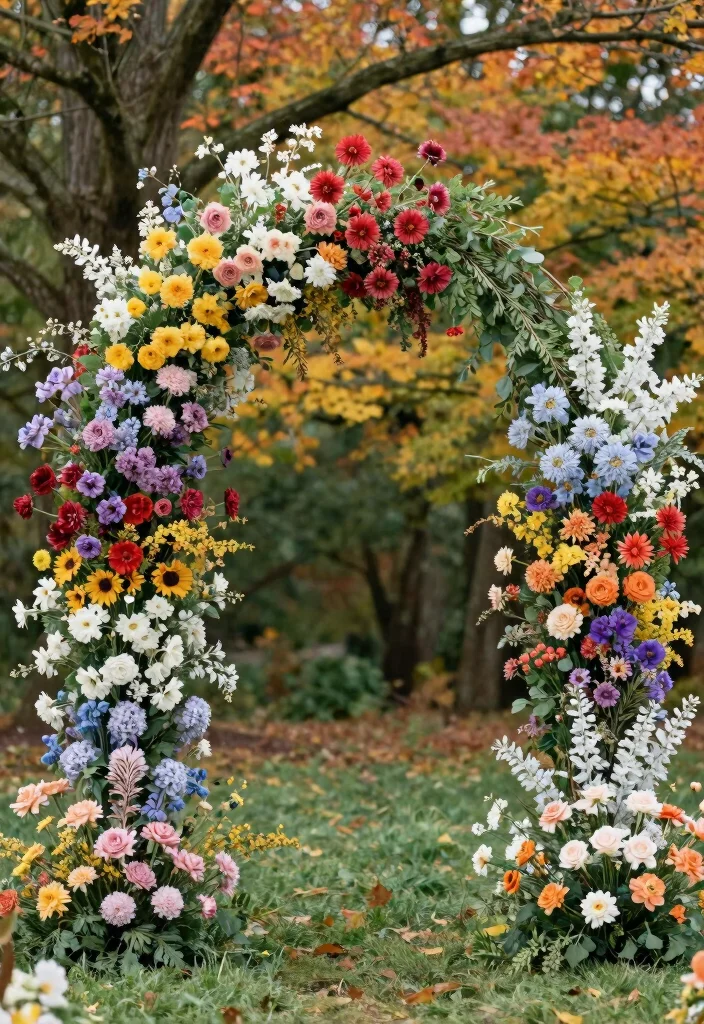 17 Floral Wedding Arches That Are Straight Out of a Dream (Don't Miss #3!) - 9. Seasonal Splendor 1