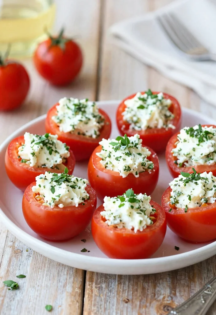 18 Creative Brunch Wedding Menu Ideas That Will Make Your Morning Magical (#7 Is a Must-Try!) - 13. Herb and Cheese Stuffed Tomatoes 1
