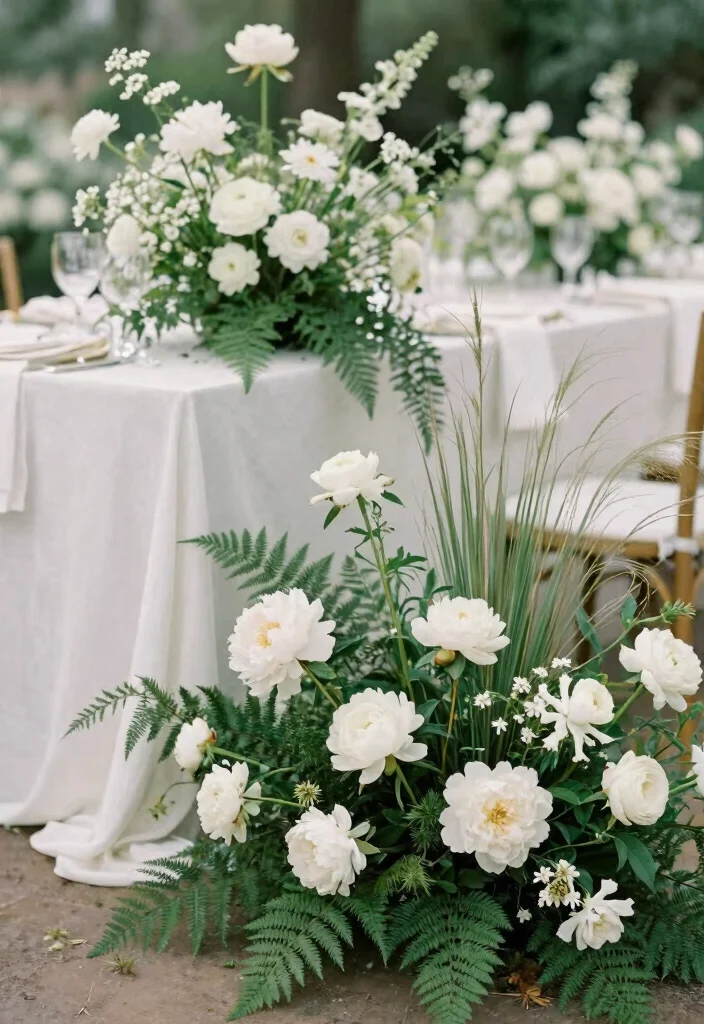 18 Themed Wedding Flower Ideas That Will Take Your Celebration to the Next Level (You’ll Love #12!) - 12. Ethereal Whites and Greens 1