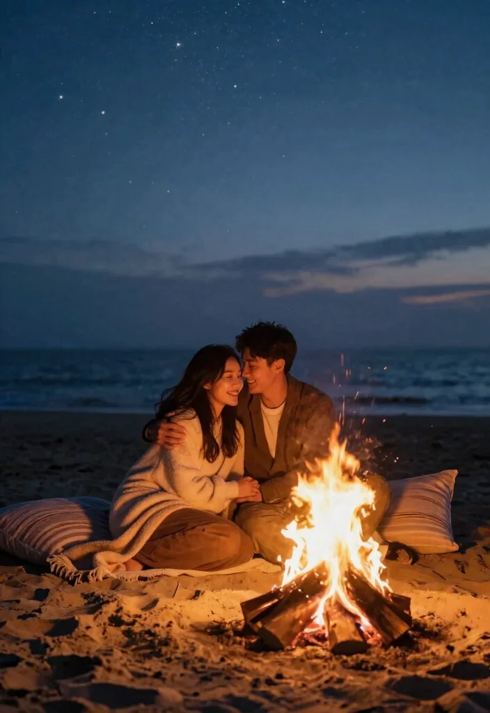 20 Breathtaking Beach Pre-wedding Shoot Ideas That'll Leave You Speechless! - 14. Beach Bonfire 1