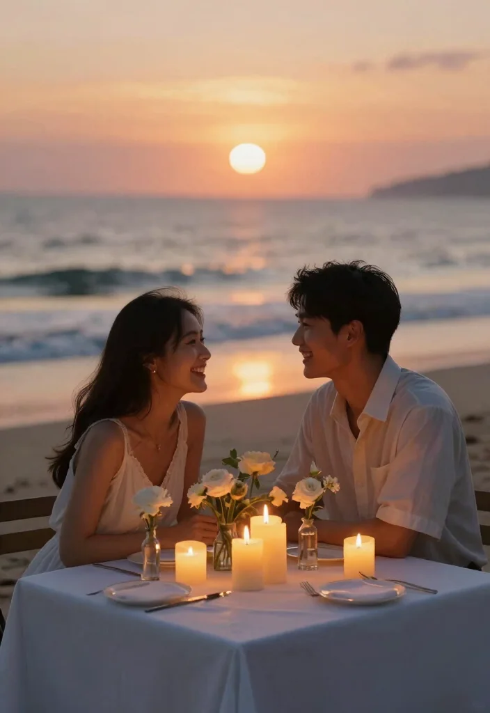 20 Breathtaking Beach Pre-wedding Shoot Ideas That'll Leave You Speechless! - 18. Romantic Candlelight Dinner 1