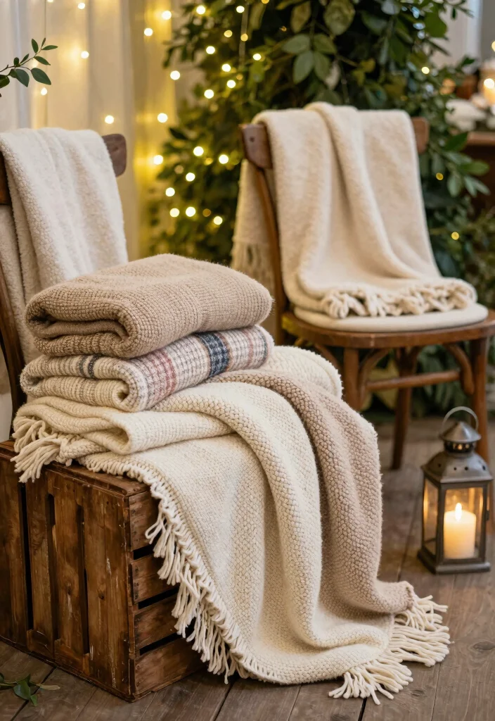 20 Cozy Rustic Winter Wedding Decor Ideas That'll Make You Feel Right at Home! - 2. Warm Blankets for Guests 1