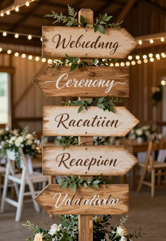 20 Cozy Rustic Winter Wedding Decor Ideas That'll Make You Feel Right at Home! - 3. Rustic Wooden Signs 1