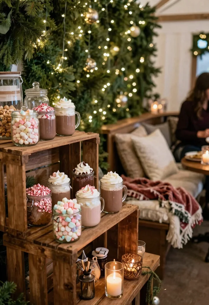 20 Cozy Rustic Winter Wedding Decor Ideas That'll Make You Feel Right at Home! - 7. Hot Cocoa Bar 1