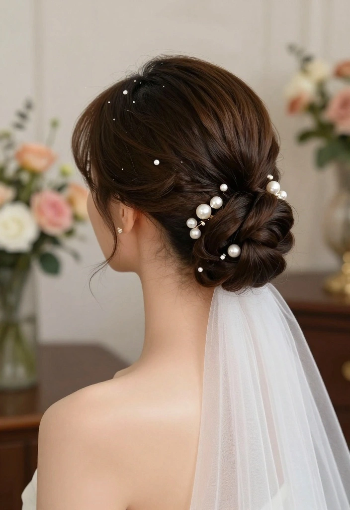 20 Stunning Bridal Hairstyles with Pearls That Will Leave Everyone in Awe! - 1. Classic Chignon with Pearl Pins 1