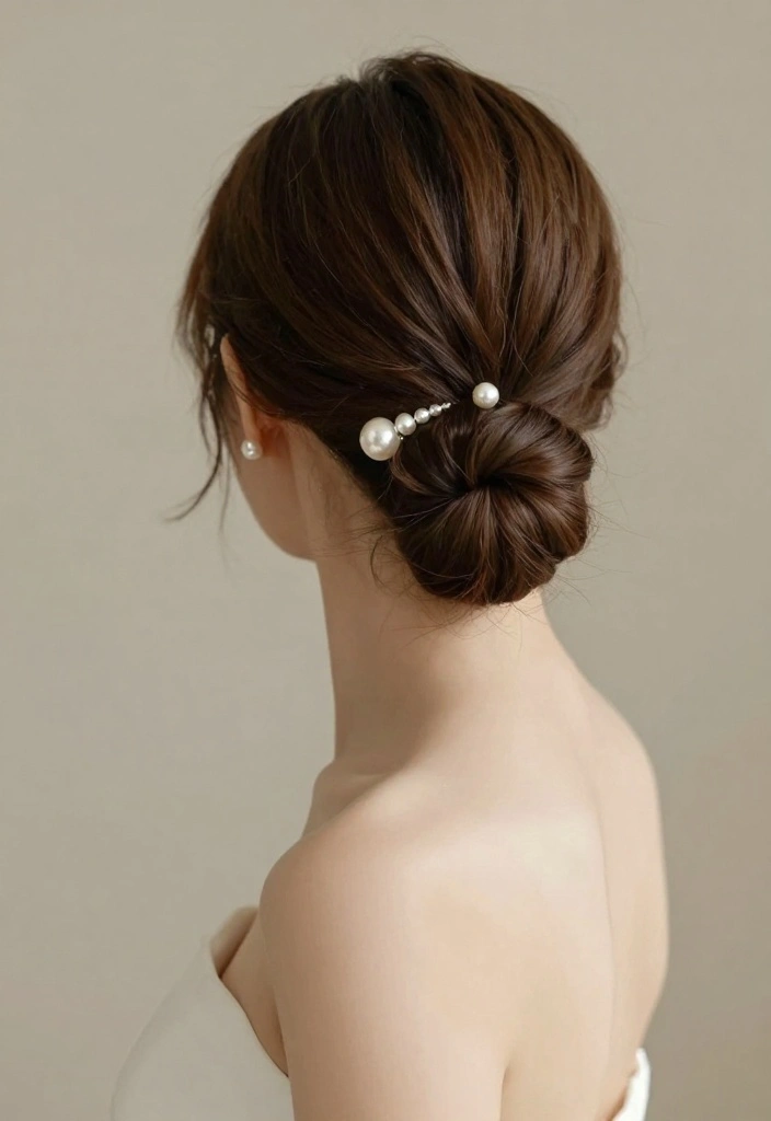 20 Stunning Bridal Hairstyles with Pearls That Will Leave Everyone in Awe! - 13. Simple Twist with Pearl Hair Clip 1