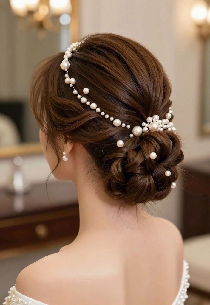20 Stunning Bridal Hairstyles with Pearls That Will Leave Everyone in Awe! - 20. Layered Updo with Pearls 1
