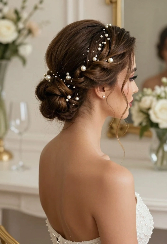 20 Stunning Bridal Hairstyles with Pearls That Will Leave Everyone in Awe! - 6. Twisted Updo with Pearl Highlights 1