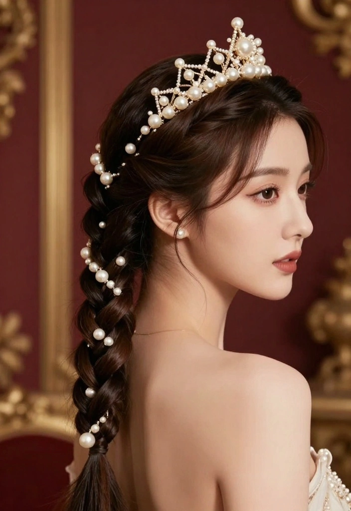 20 Stunning Bridal Hairstyles with Pearls That Will Leave Everyone in Awe! - 9. Elegant Crown Braid with Pearls 1