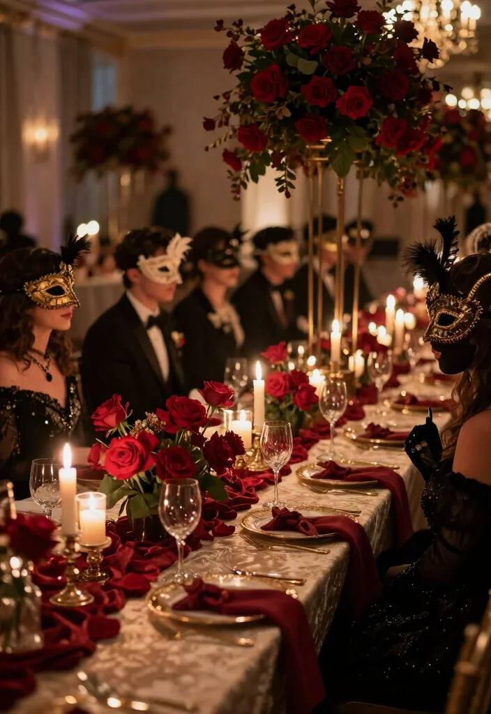 21 Stunning Red Roses Wedding Themes That Will Leave You Speechless (#12 Is a Must-See!) - 21. Elegant Masquerade 1
