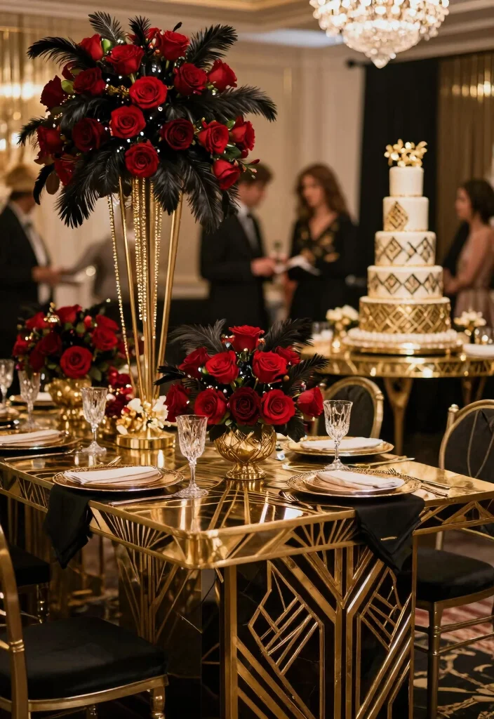 21 Stunning Red Roses Wedding Themes That Will Leave You Speechless (#12 Is a Must-See!) - 6. Art Deco Glam 1