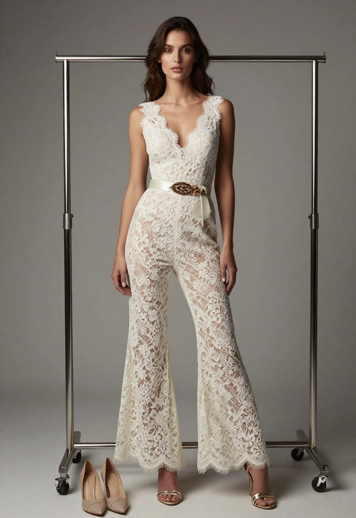 17 Lace Boho Wedding Dresses That Are Pure Feminine Magic (You'll Love #3!) - 11. Lace and Jumpsuit Combo 1