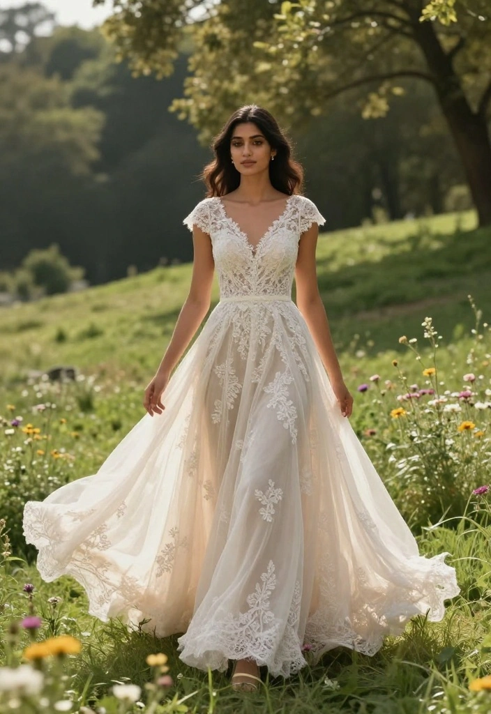 17 Lace Boho Wedding Dresses That Are Pure Feminine Magic (You'll Love #3!) - 13. Flowy Lace Gown 1