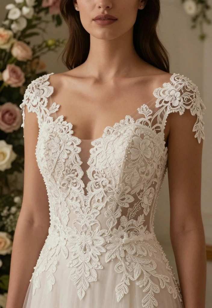 17 Lace Boho Wedding Dresses That Are Pure Feminine Magic (You'll Love #3!) - 9. Lace Appliqué Detail 1