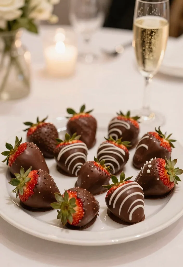 25 Wedding Snacks Perfectly Paired with Cocktails (Your Guests Will Toast to #11!) - 12. Chocolate-Dipped Strawberries 1