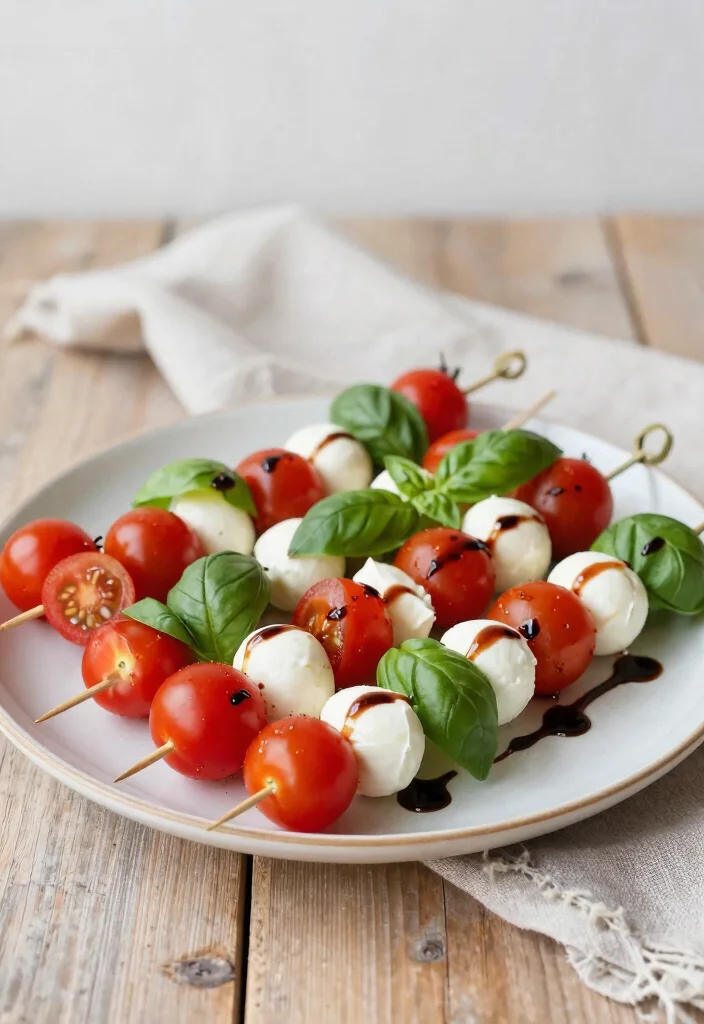 25 Wedding Snacks Perfectly Paired with Cocktails (Your Guests Will Toast to #11!) - 2. Caprese Skewers with Balsamic Glaze 1