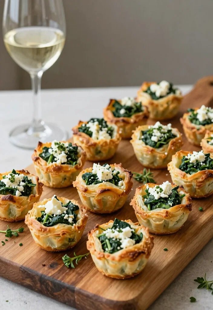 25 Wedding Snacks Perfectly Paired with Cocktails (Your Guests Will Toast to #11!) - 5. Spinach and Feta Phyllo Cups 1