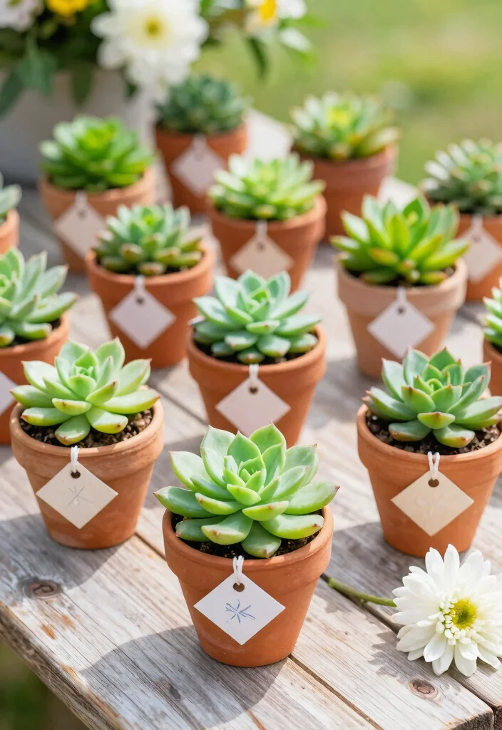 14 Seasonal DIY Wedding Favors Perfect for Any Theme (Don’t Miss #6!) - 2. Miniature Potted Succulents for Summer 1