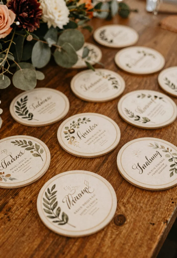14 Seasonal DIY Wedding Favors Perfect for Any Theme (Don’t Miss #6!) - 5. Personalized Coasters for Year-Round Use 1