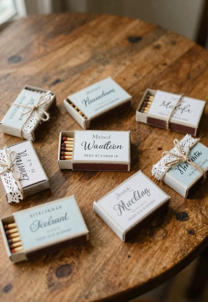 14 Seasonal DIY Wedding Favors Perfect for Any Theme (Don’t Miss #6!) - 9. Personalized Matchboxes for the Romantic Touch 1
