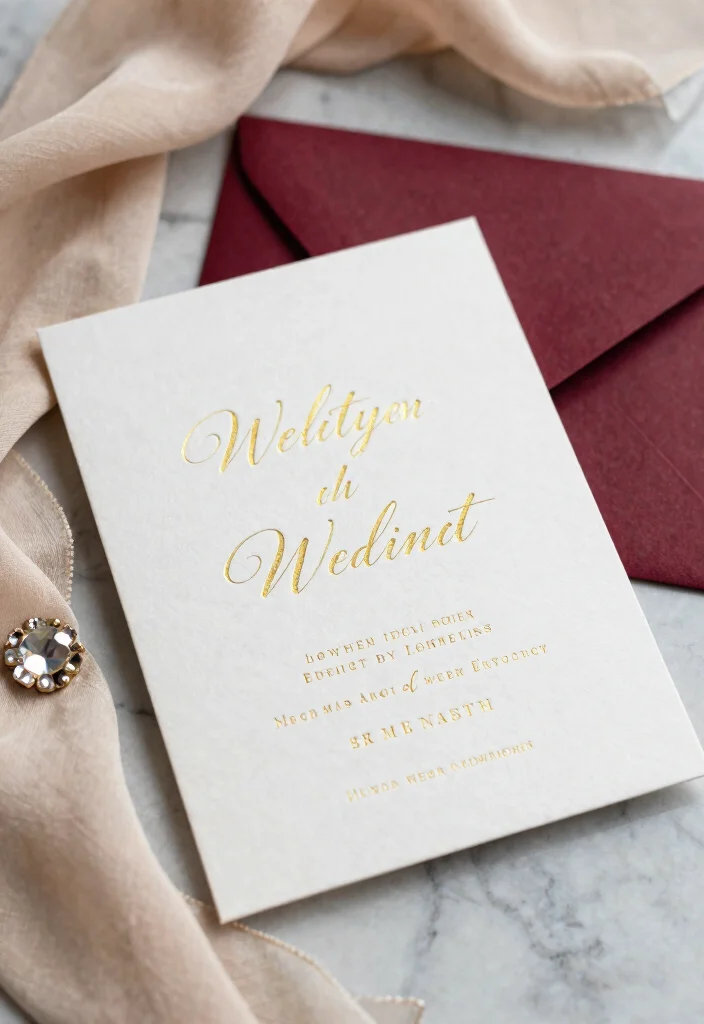 17 Custom Elegant Wedding Invitations That Perfectly Match Your Wedding Theme! - 5. Glamorous Shine: Foil-Stamped Invitations 1