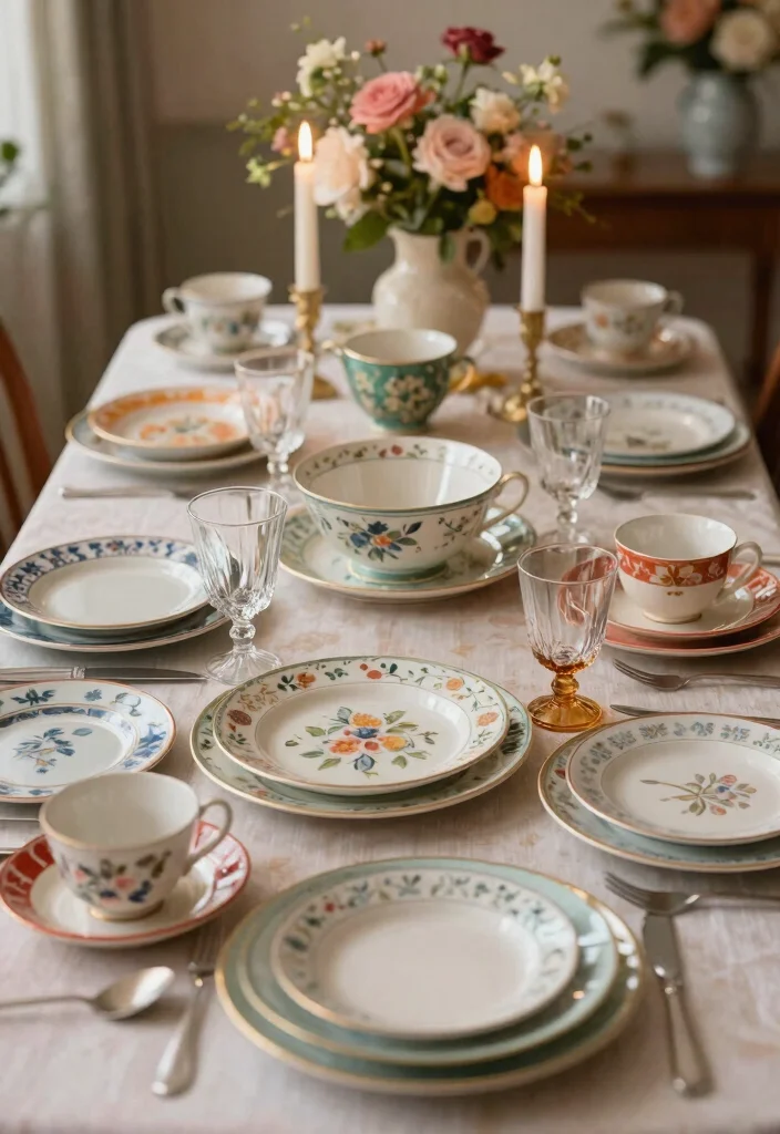 17 Vintage Decor Ideas for Your Dream Wedding Theme (Don't Miss #5!) - 16. Vintage Dinnerware for a Whimsical Dining Experience 1
