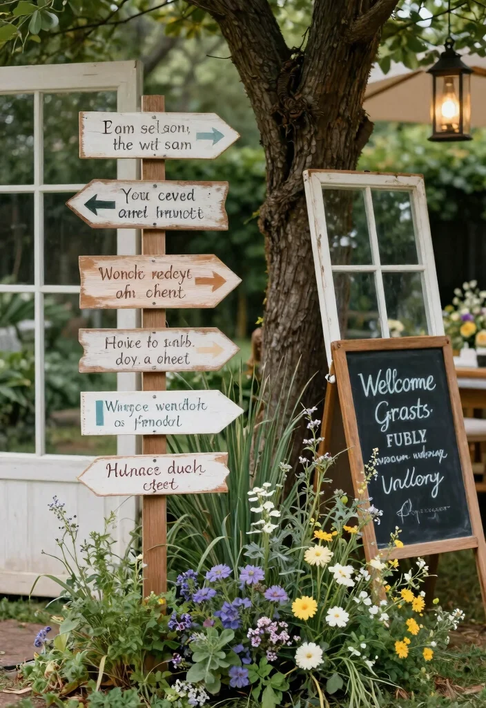 17 Vintage Decor Ideas for Your Dream Wedding Theme (Don't Miss #5!) - 3. Retro Signage for Direction and Charm 1