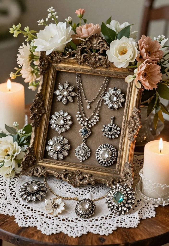 17 Vintage Decor Ideas for Your Dream Wedding Theme (Don't Miss #5!) - 9. Antique Jewelry as Decor 1