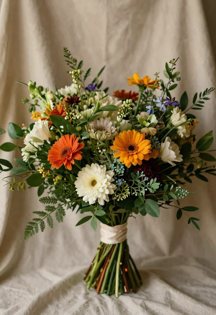 18 Stunning Bridal Flowers That Will Make Your Heart Skip a Beat (Check Out #3!) - 15. Artistic Asymmetrical Bouquets 1