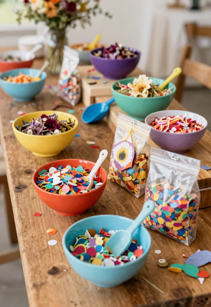 21 Themed DIY Wedding Decorations That Are Totally Eye-Catching! - 11. DIY Confetti Bar 1