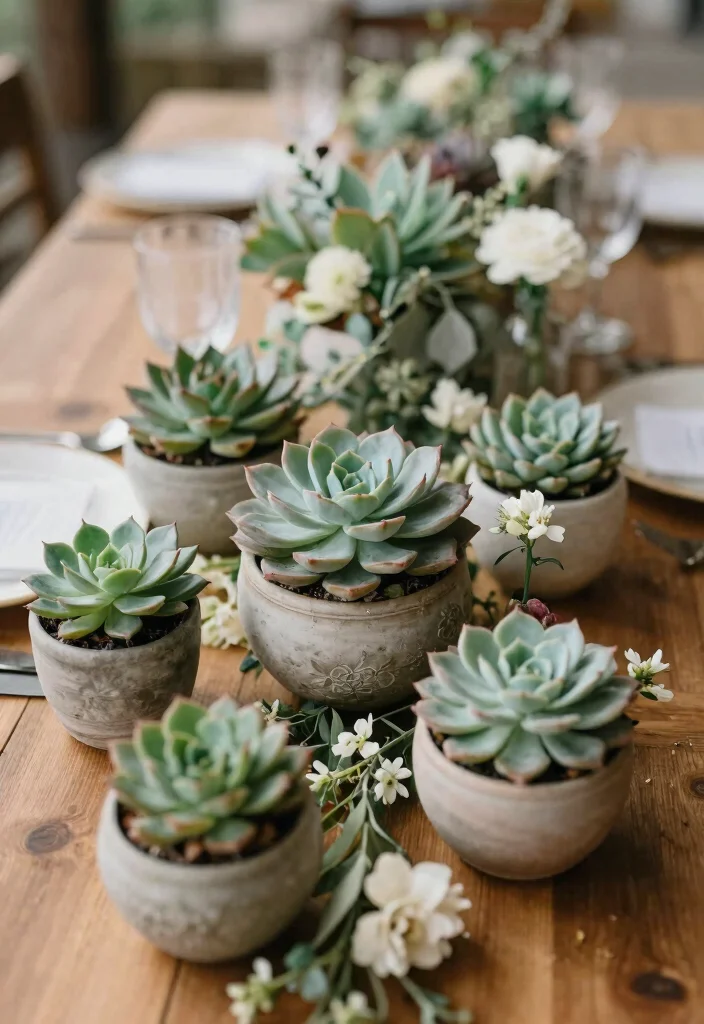 21 Themed DIY Wedding Decorations That Are Totally Eye-Catching! - 14. Succulent Table Decor 1