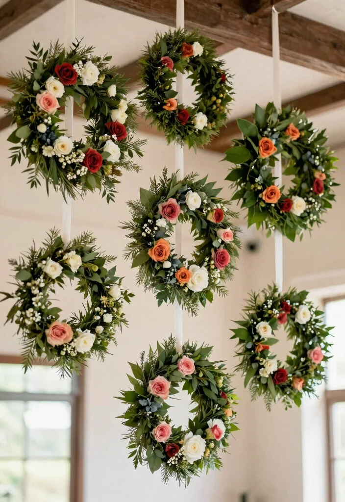 21 Themed DIY Wedding Decorations That Are Totally Eye-Catching! - 19. Delicate Floral Wreaths 1