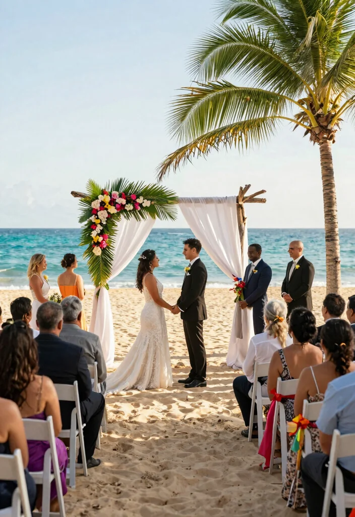 22 Tropical Destination Wedding Ideas That'll Make You Feel Like You're in Paradise! - 1. Beachfront Ceremony 1