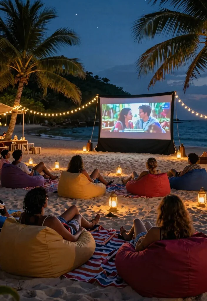 22 Tropical Destination Wedding Ideas That'll Make You Feel Like You're in Paradise! - 14. Outdoor Movie Night 1