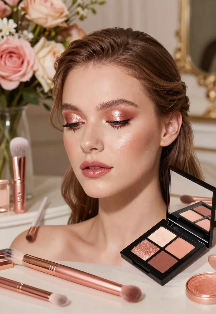 25 Gorgeous Bridal Makeup Ideas That Capture the Essence of Love (Wait Until You See #8!) - 16. Charming Rose Gold: A Trendy Touch 1