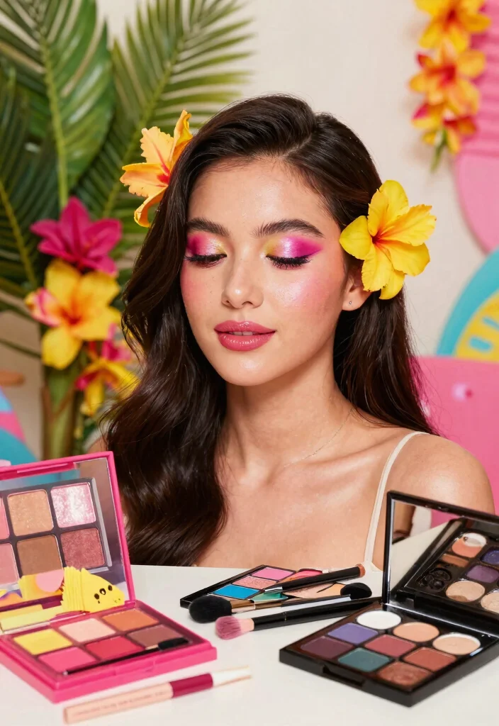 25 Gorgeous Bridal Makeup Ideas That Capture the Essence of Love (Wait Until You See #8!) - 21. Tropical Glow: Bright and Fun Colors 1
