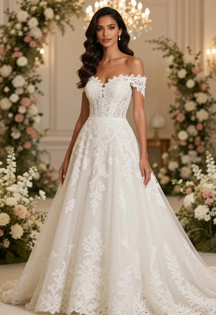 Explore 2024's Wedding Dress Trends: Modern Cuts and Timeless Elegance Await! - 7. Off-the-Shoulder Styles: A Flattering Choice 1
